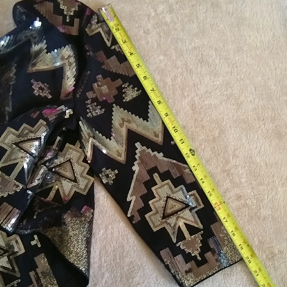 Express Black And Silver Sequin Jacket - image 2